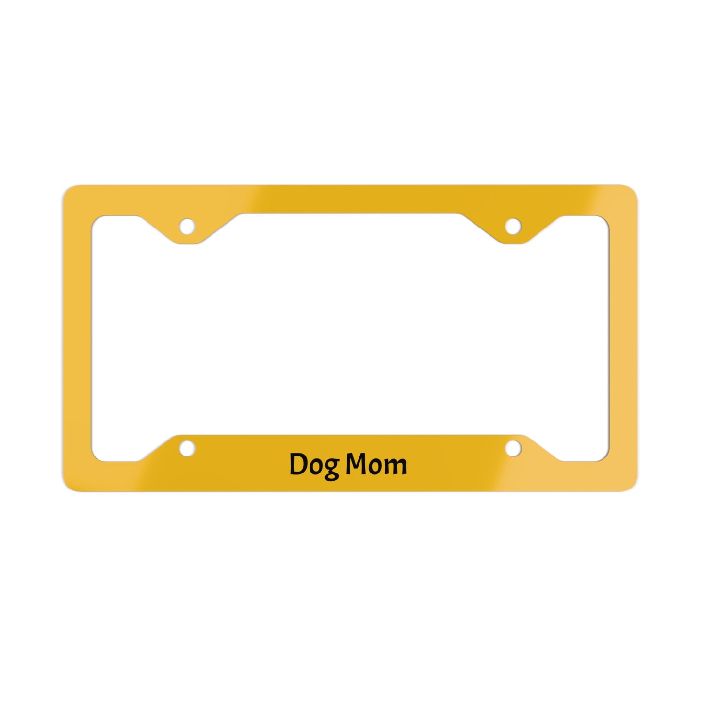 " Dog Mom" Yellow Metal License Plate Frame